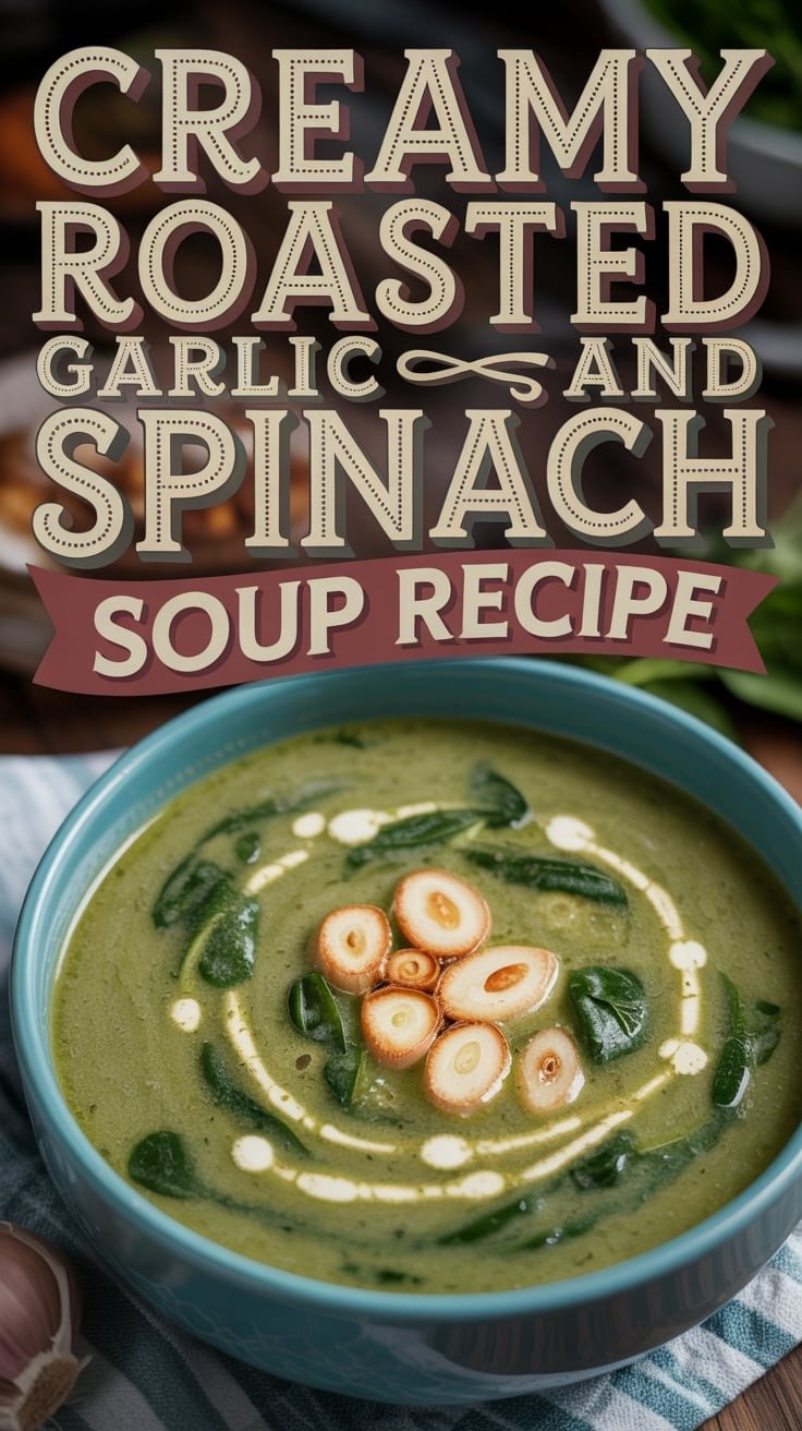 Creamy Roasted Garlic and Spinach Soup