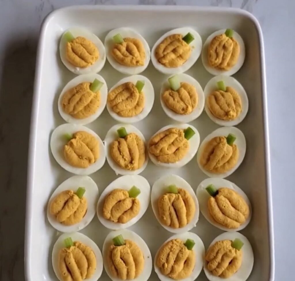 Pumpkin Deviled Eggs Recipe for Halloween