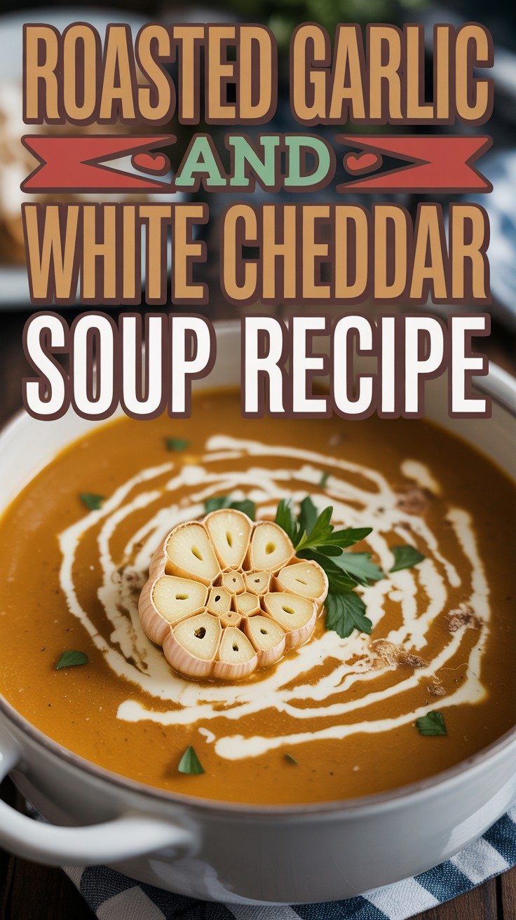 Roasted Garlic and White Cheddar Soup