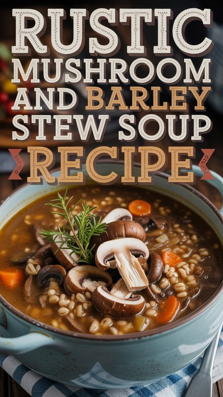 Rustic Mushroom and Barley Stew Soup