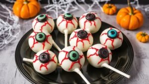 Spooky Eyeball Cake Pops with Candy Veins