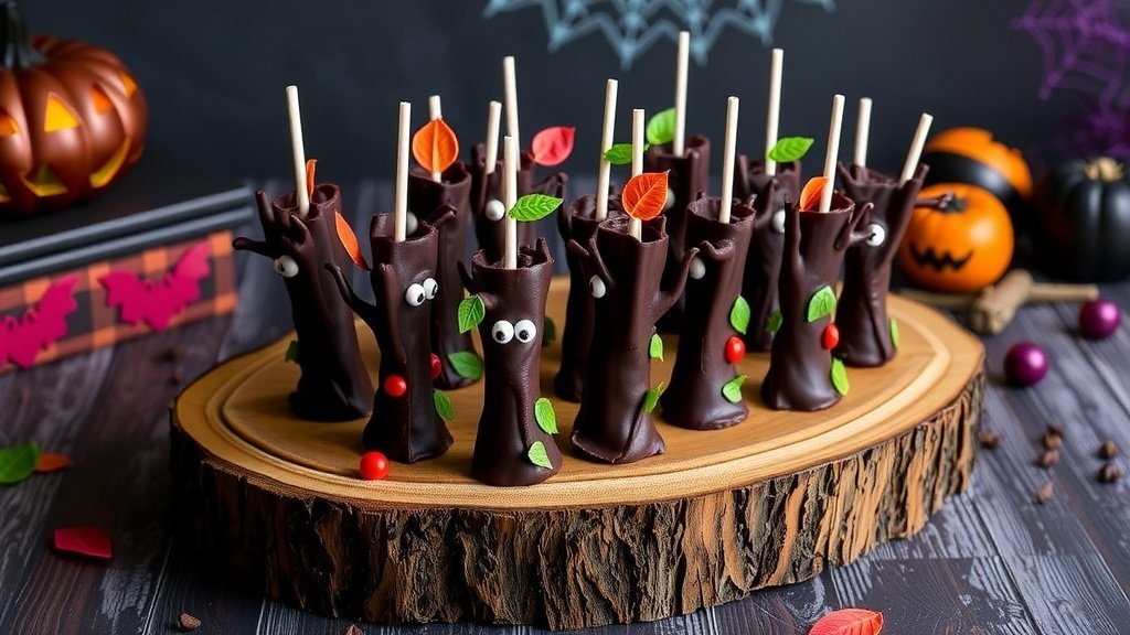 Haunted Forest Tree Trunk Cake Pops