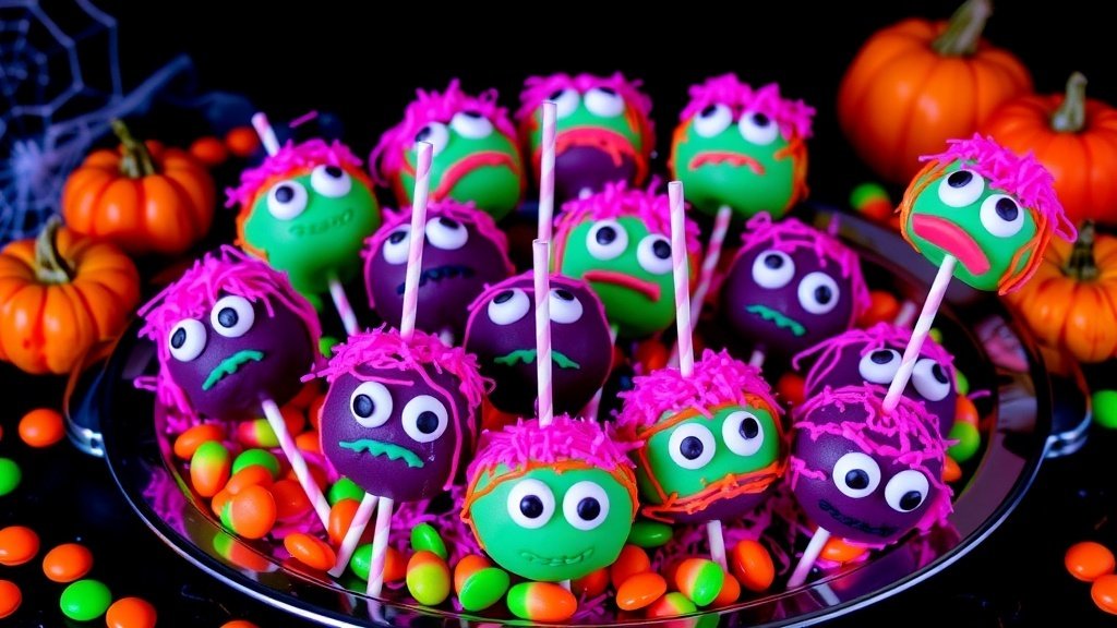 Glow-in-the-Dark Monster Cake Pops (Neon Candy Eyes)