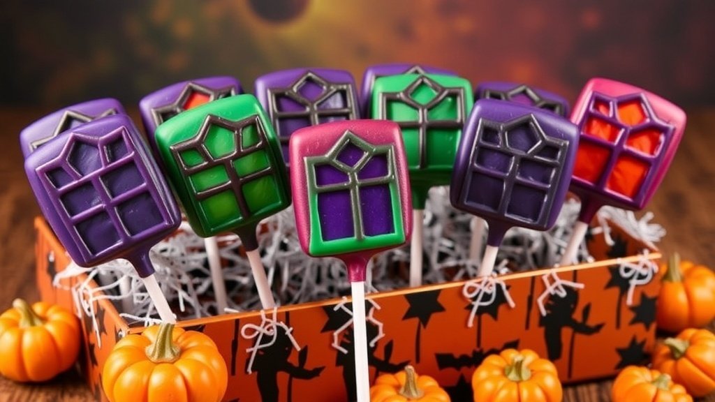 Haunted Mansion Window Cake Pops (Stained Glass Effect)