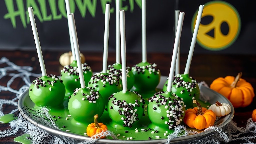 Ghoulish Green Slime Cake Pops