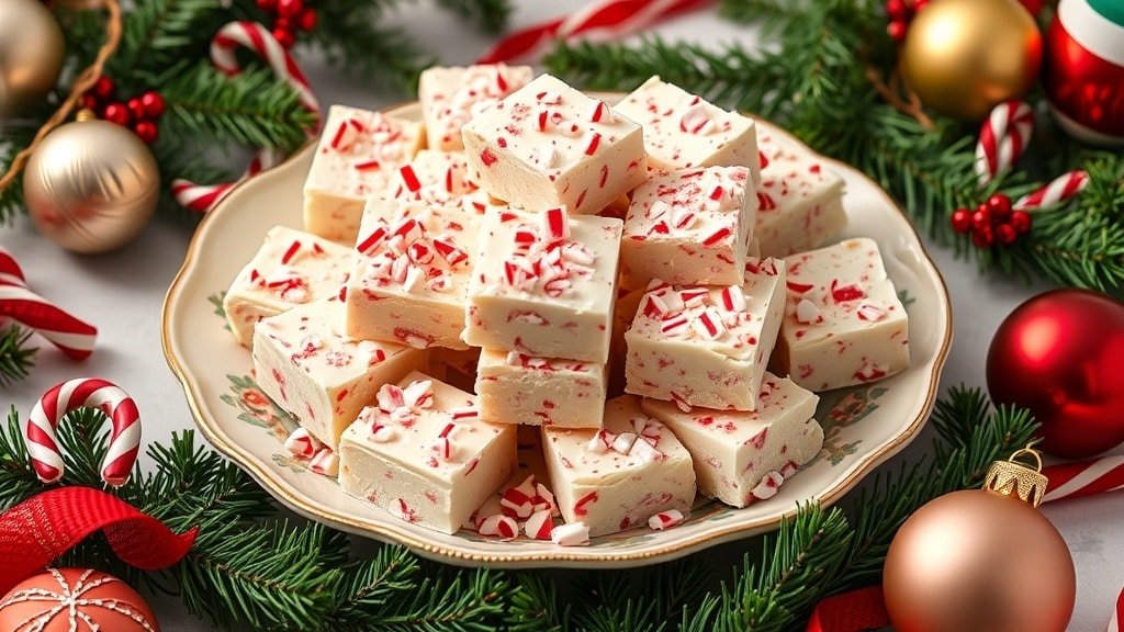 White Chocolate Peppermint Bark Fudge
