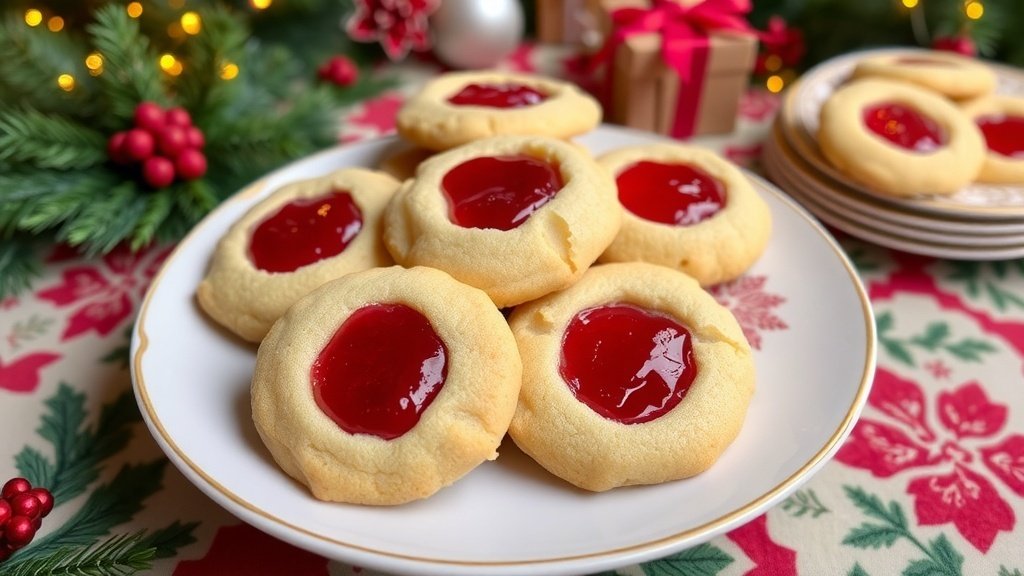 Raspberry Almond Thumbprint Cookies