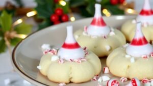 White Chocolate Peppermint Kiss Cookies