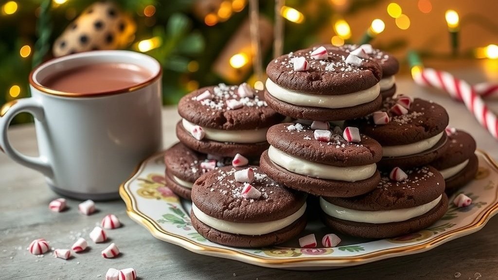Peppermint Hot Chocolate Sandwich Cookies