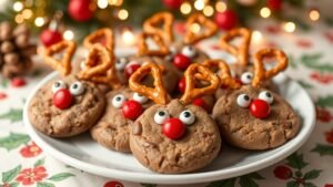 Chocolate Peanut Butter Reindeer Cookies