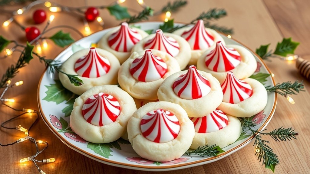 Candy Cane Kiss Cookies