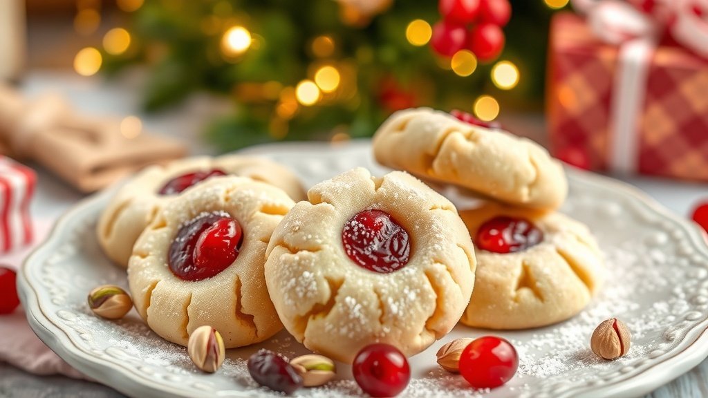 Pistachio Cherry Meltaway Cookies