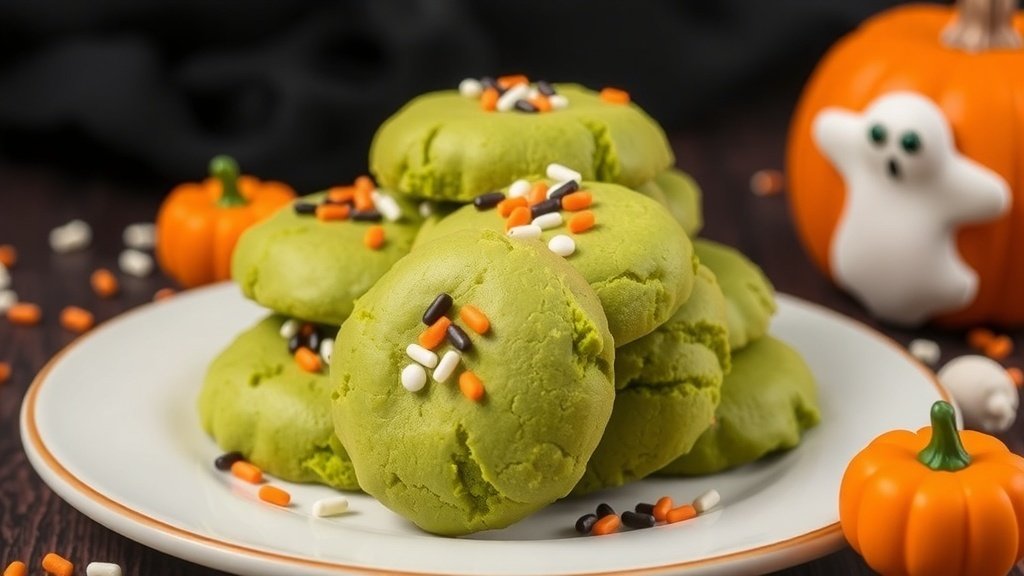 Ghoulish Green Matcha Cookies