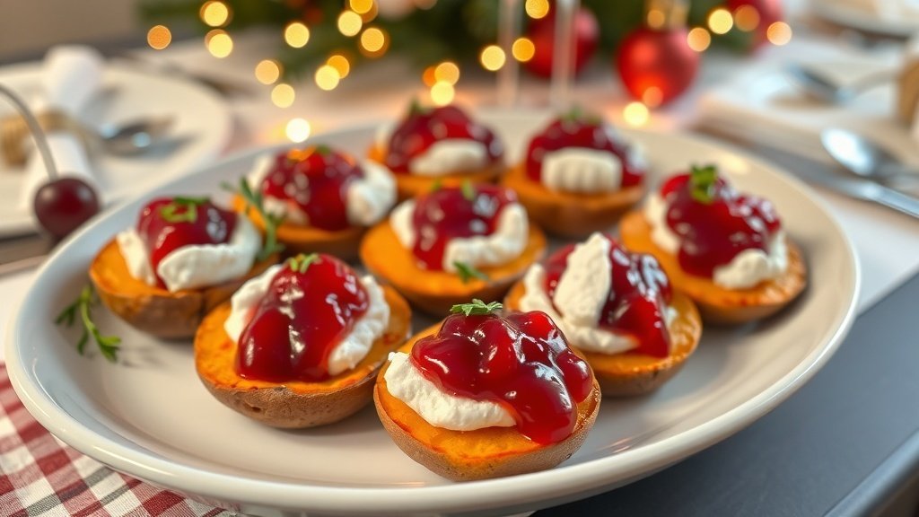 Sweet Potato Rounds with Cranberry and Goat Cheese
