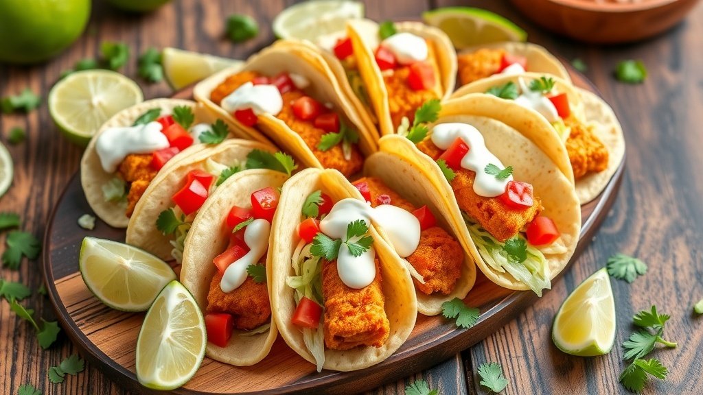 Mini Fish Tacos with Lime Crema