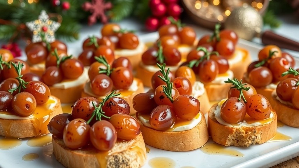 Roasted Grape and Brie Crostini