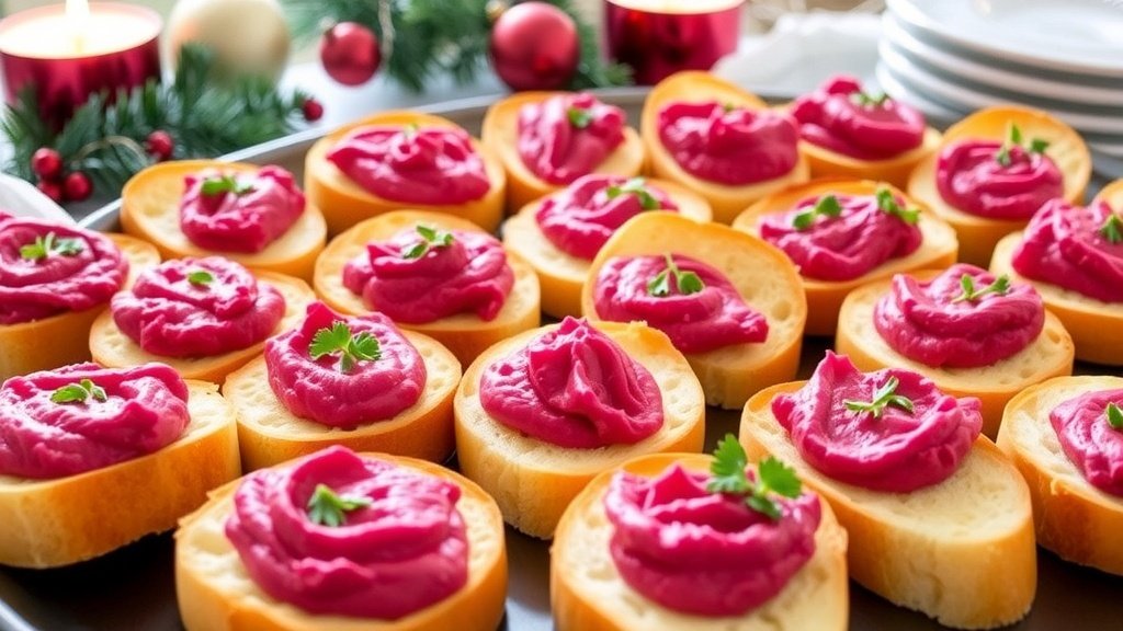 Roasted Beet Hummus Crostini