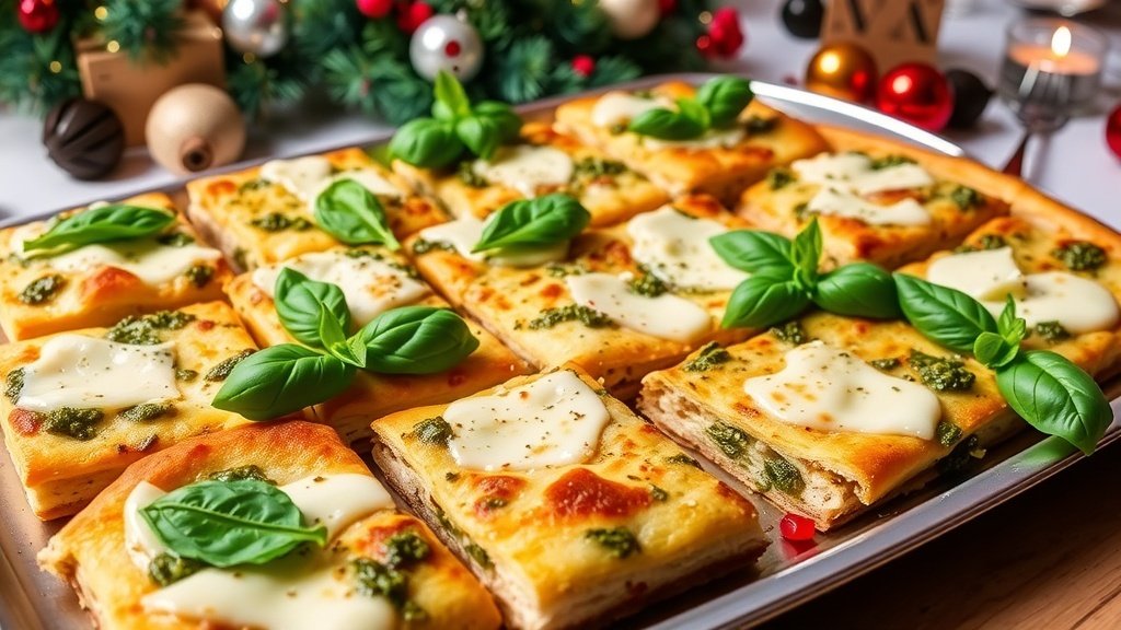 Pesto Chicken Flatbread Squares
