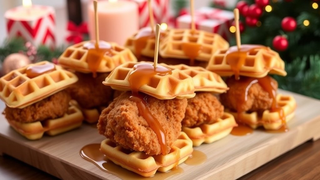 Mini Chicken and Waffle Sliders with Maple Drizzle