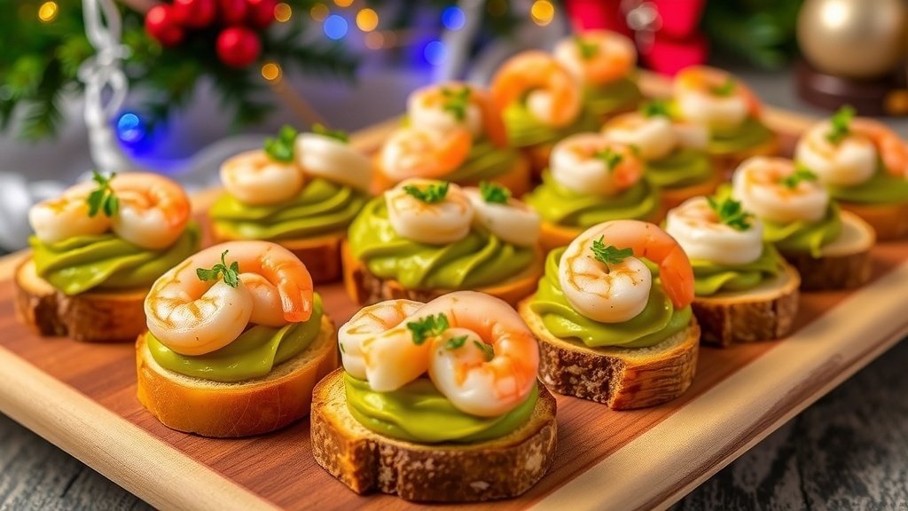 Mini Shrimp and Avocado Toasts