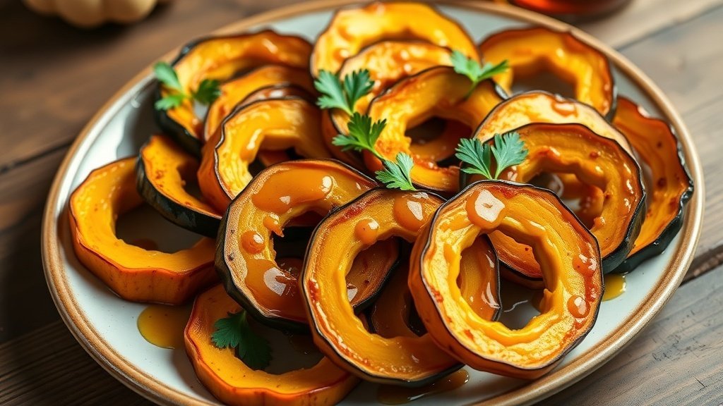 Roasted Delicata Squash Rings with Maple Drizzle