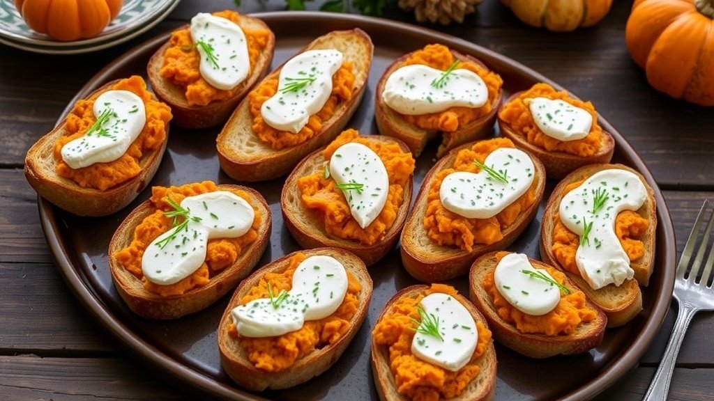Spiced Pumpkin and Goat Cheese Toasts