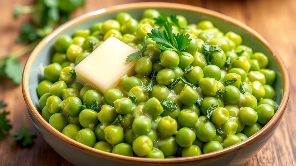 Smashed Garlic Butter Green Peas