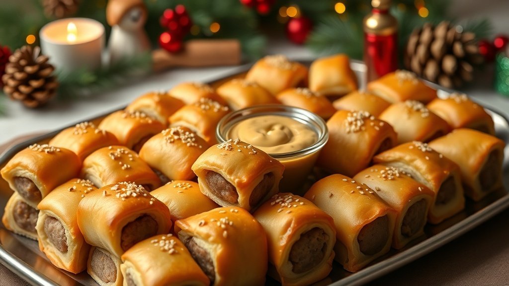 Mini Sausage Rolls with Dijon Mustard