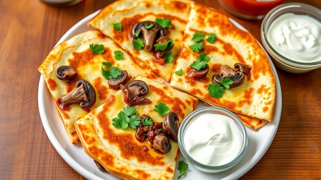 Mushroom and Caramelized Onion Quesadillas