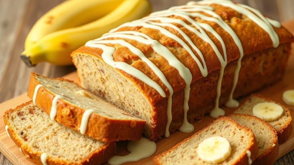 Banana Bread With White Chocolate Drizzle
