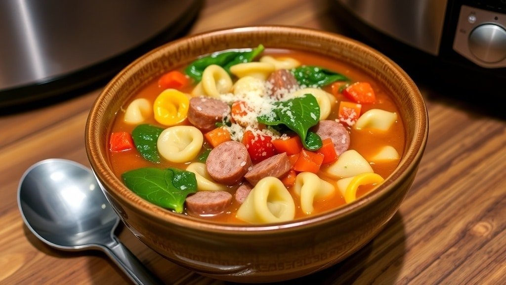 Slow Cooker Sausage Tortellini Soup