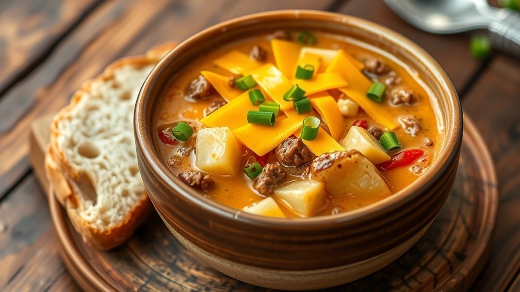 Slow Cooker Cheeseburger Soup