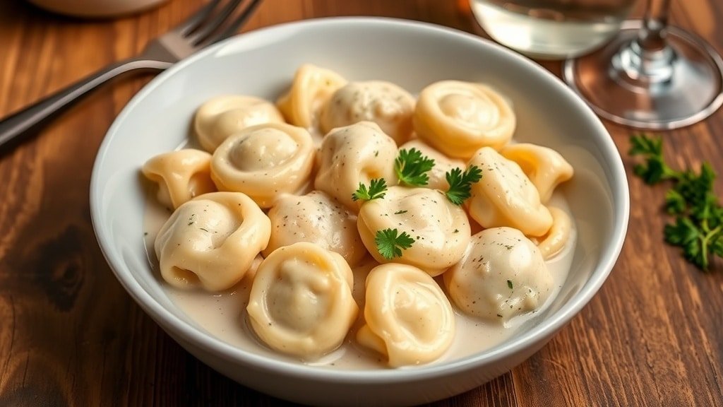 Slow Cooker Creamy Tortellini Alfredo