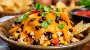 Crockpot Chicken Burrito Casserole