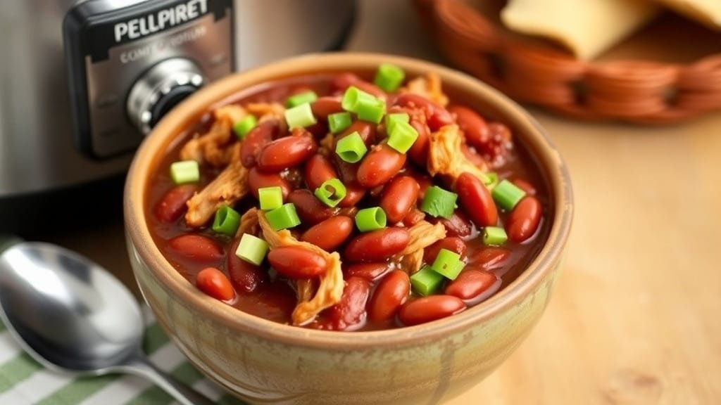 Slow Cooker BBQ Pulled Chicken Chili