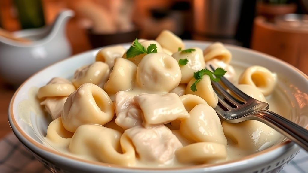 Slow Cooker Chicken Alfredo Tortellini