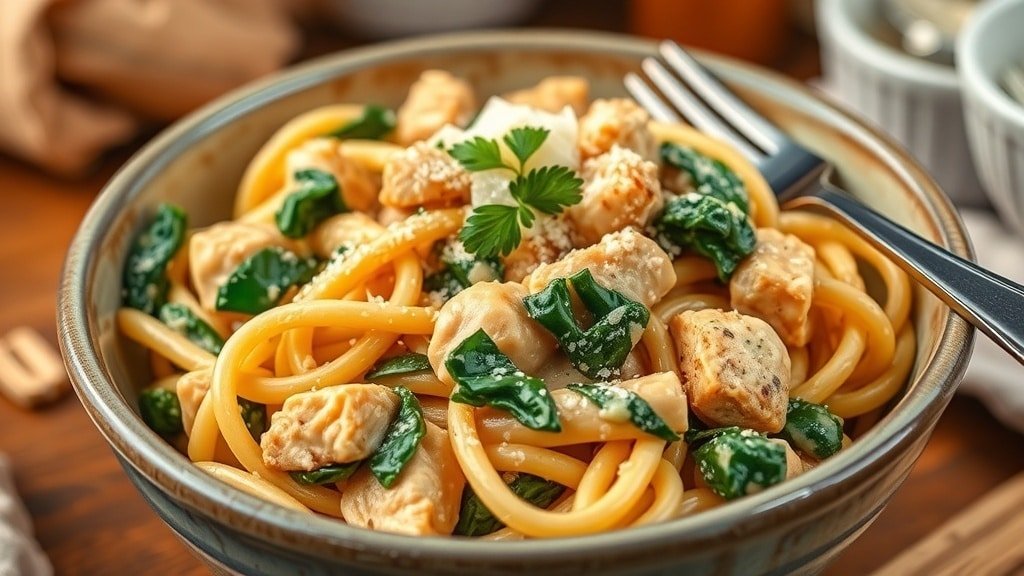 Crockpot Chicken and Spinach Pasta