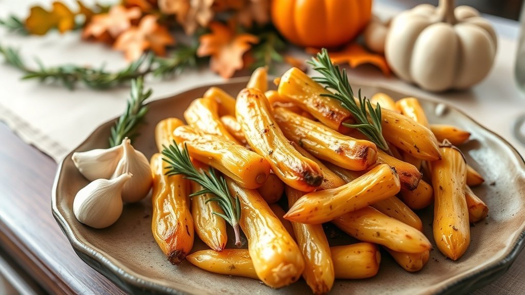 Roasted Garlic and Rosemary Parsnips