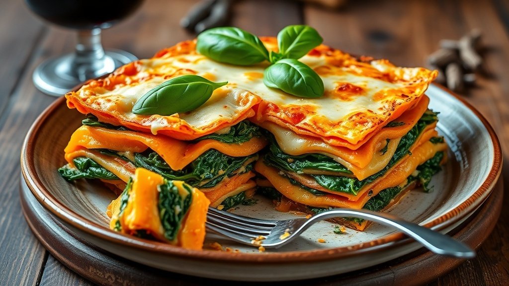 Butternut Squash Lasagna with Spinach