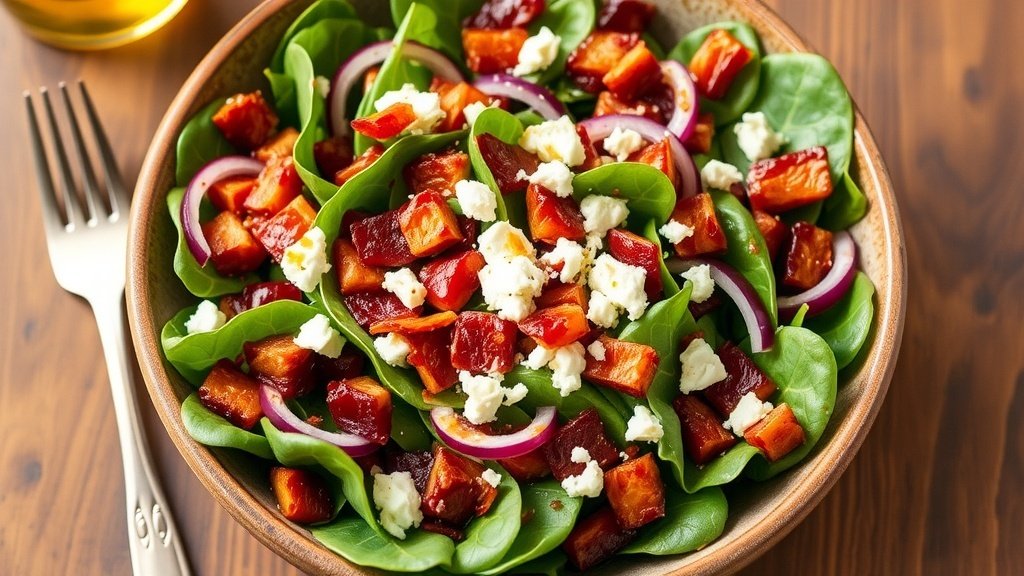 Baby Spinach Salad with Warm Bacon Vinaigrette