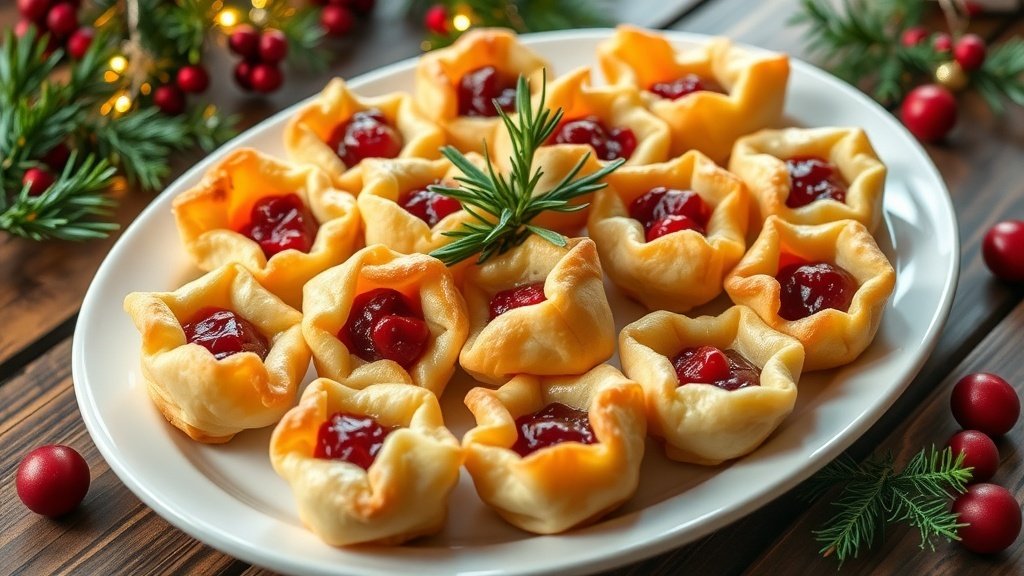 Cranberry Brie Puff Pastry Bites