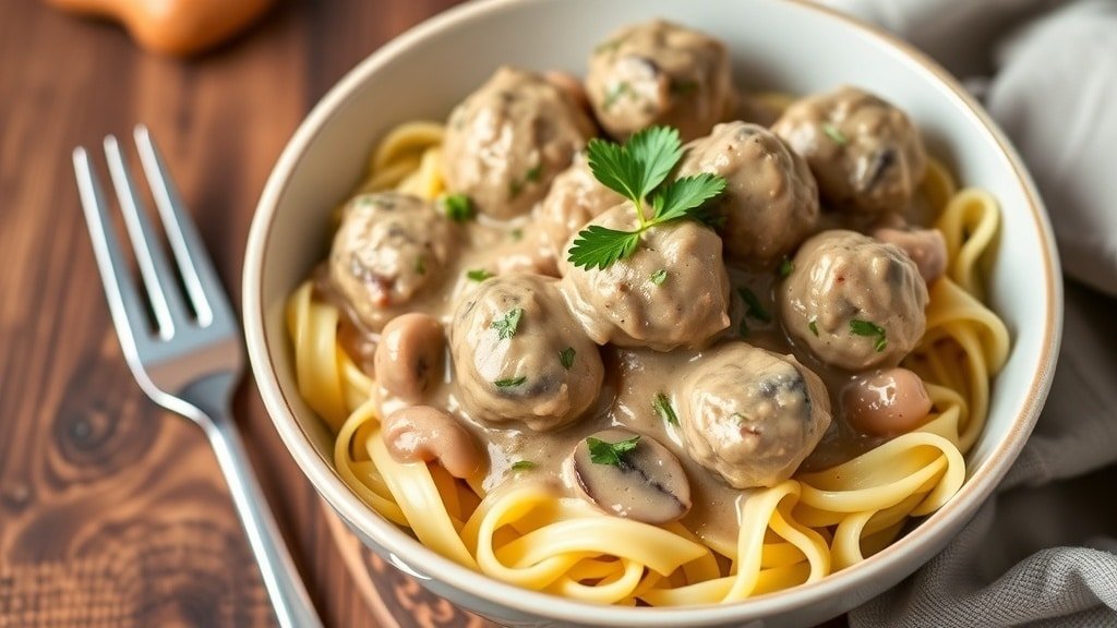 Slow Cooker Meatball Stroganoff