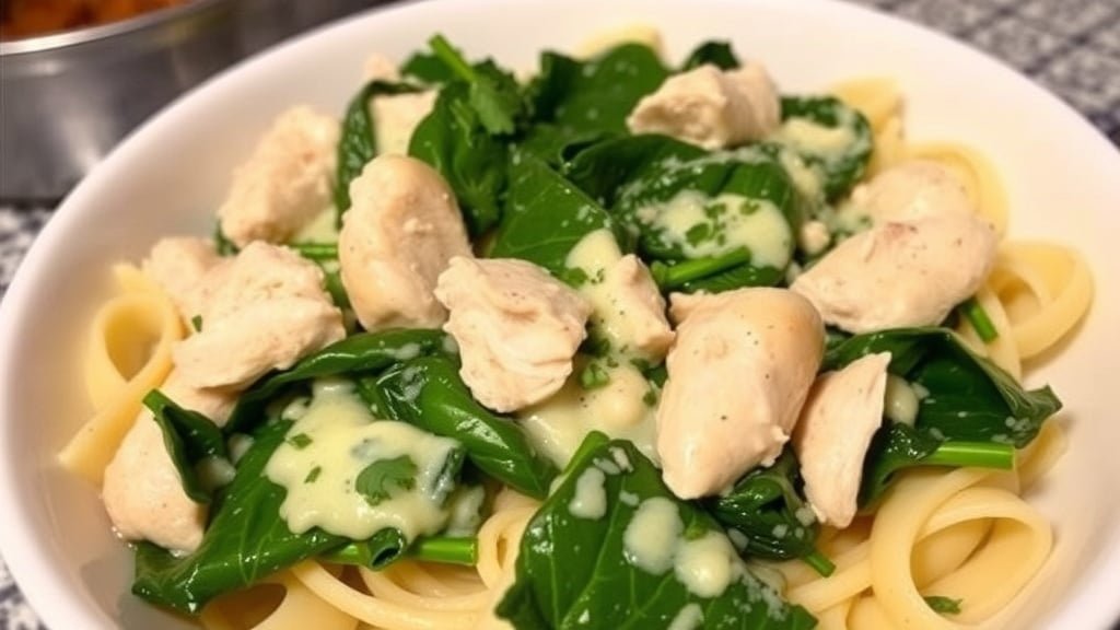 Crockpot Chicken and Spinach Alfredo