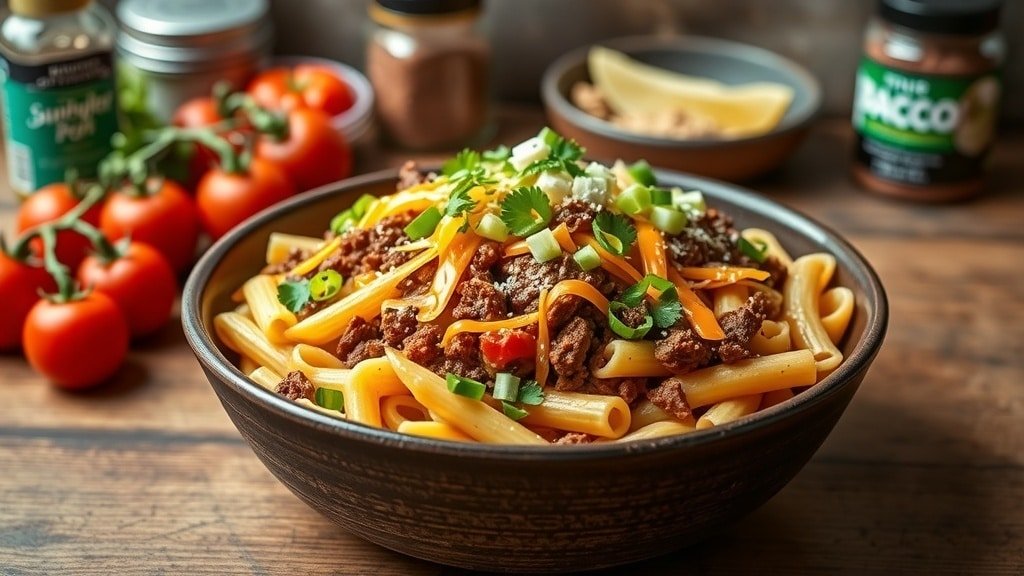 Crockpot Beefy Taco Pasta