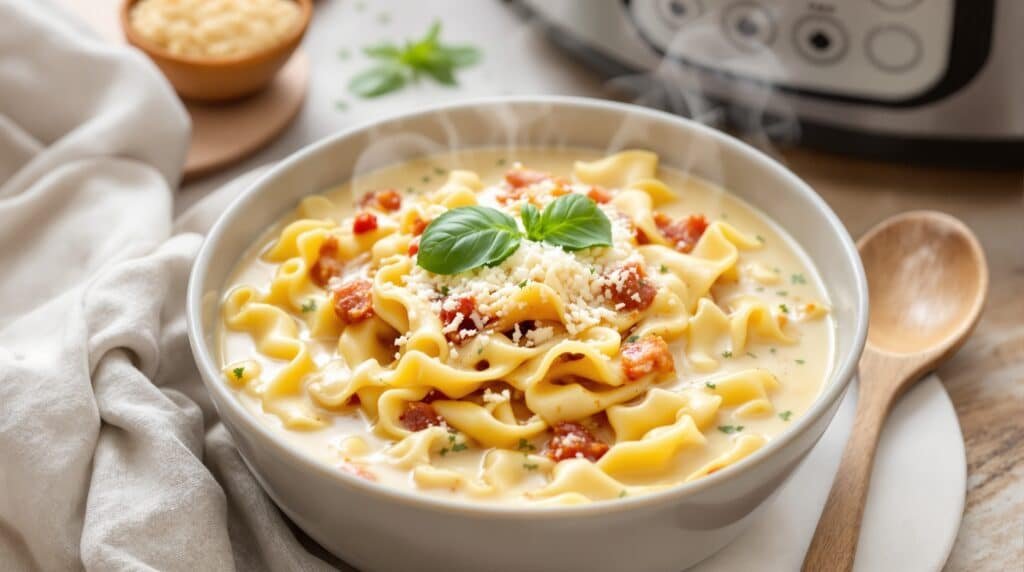 Slow Cooker Creamy White Lasagna Soup