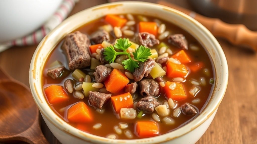 Slow Cooker Beef and Wild Rice Soup