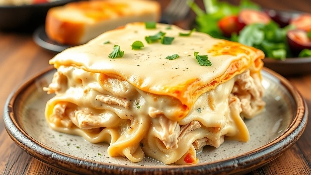 Crockpot Chicken Alfredo Lasagna