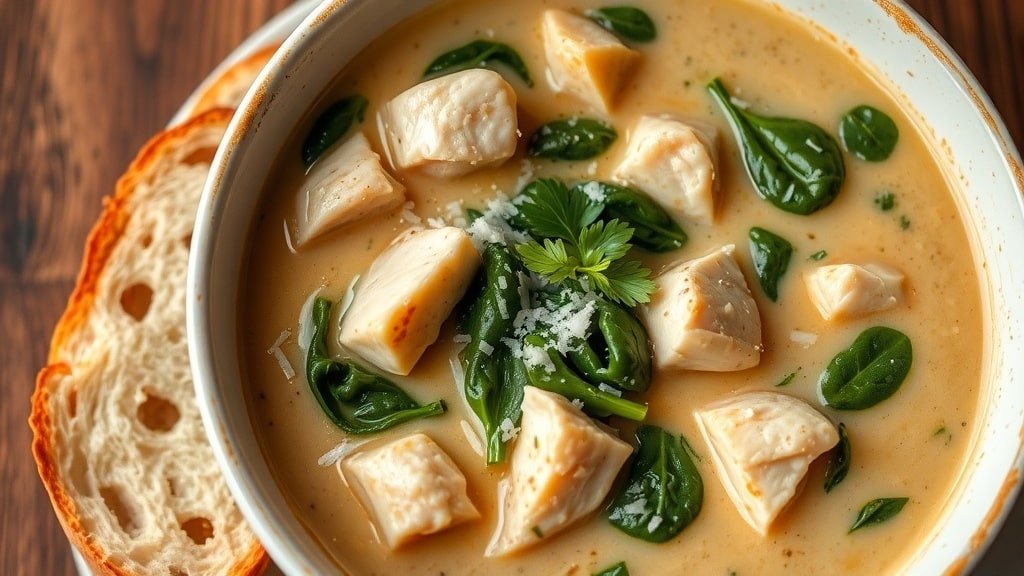 Slow Cooker Creamy Chicken Spinach Soup