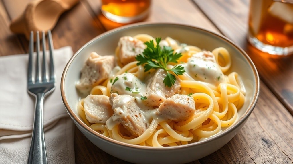 Slow Cooker Chicken Noodle Alfredo