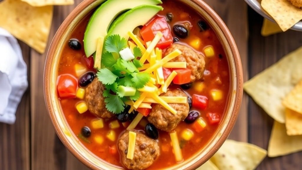 Slow Cooker Meatball Taco Soup